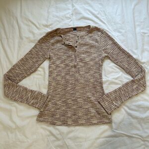 Old Navy Textured Beige Long Sleeve Top